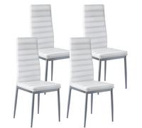 VEVOR Juego de 4 Sillas de Comedor de Estilo Moderno con Acentos, Tapizadas en Cuero, para Mesa de Comedor, Ahorra Espacio, con Cojines Gruesos y Patas de Metal, Color Blanco, 465 x 405 x 970 mm