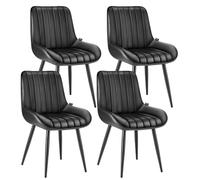 VEVOR Juego de 4 Sillas de Comedor de Estilo Moderno con Acentos, Tapizadas en Tela, para Mesa de Comedor, Ahorra Espacio, con Cojines Gruesos y Patas de Metal, Color Negro, 580 x 550 x 860 mm
