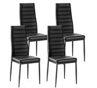 VEVOR Juego de 4 Sillas de Comedor Modernas con Acentos, Tapizadas en Cuero, para Mesa de Comedor, Ahorra Espacio, con Cojines Gruesos y Patas de Metal, Negro, 465 x 405 x 970 mm, Carga 136 kg
