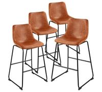 VEVOR Juego de 4 Taburetes de Bar, Sillas de Cocina de Piel Sintética con Respaldo y Estructura de Metal, Asiento 65 cm, Carga 149,7 kg, para Cocina, Comedor, Barra, Marrón, 450 x 505 x 945 mm