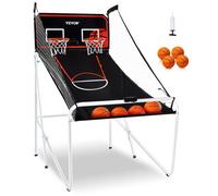 VEVOR Juego de Baloncesto Plegable Interior para 2 Jugadores, Deporte de Doble Tiro en Casa con 4 Pelotas, 8 Modos de Juego, Marcador Electrónico y Bomba de Inflado, 2090 x 1130 x 2050 ± 50 mm