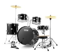VEVOR Juego de Batería para Adulto de Cinco Piezas, Juego Completo de Batería para Adulto Principiantes con Bajo, Toms, Caja, Bombo, Trono Ajustable, Pedal de Charles y Dos Pares de Baquetas, Negro