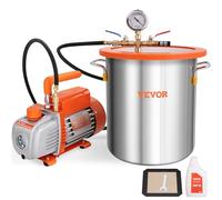 VEVOR Kit de Cámara de Vacío de 5 Galones y Bomba de 100 L/min Kit de Cámara de Desgasificación al Vacío con Tapa de Vidrio Templado 150 W 1/5 HP Bomba de Vacío de 1 Etapa con Botella de Aceite 250 ml
