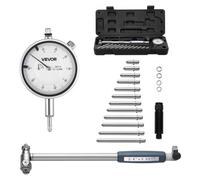 VEVOR Juego de Calibres de Cuadrante, Precisión de 0,03 mm, Rango de 0 a 6,35 mm, Indicador de Cuadrante y Comprobador de Diámetro Interior, con Varilla, Caja de Almacenamiento y Yunques, Negro