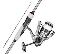 VEVOR Juego de Caña y Carrete Giratorio de Pesca, Caña de 2 uds de 2 m de Fibra de Vidrio y Fibra de Carbono, 7+1 Rodamientos de Bolas, para Agua Salada y Dulce, Resistencia de la Varilla Media