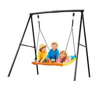 VEVOR Juego de Columpio Infantil Exterior, 180 x 184 x 181 cm, Juego de Columpio de Jardín, Carga hasta 199,6 kg, con Asiento Nido Cuadrado Colorido, Marco de Acero, para Niños Terraza Patio, Negro