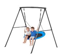 VEVOR Juego de Columpio Infantil Exterior, 180 x 184 x 181 cm, Set de Columpio de Jardín para Niños, Carga de 199,6 kg, con Asiento Nido, Altura Ajustable, Marco de Acero, para Terraza Patio, Negro