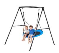 VEVOR Juego de Columpio Infantil Exterior, 180 x 184 x 181 cm, Set de Columpio de Jardín para Niños, Carga de 199,6 kg, con Asiento Nido, Altura Ajustable, Marco de Acero, para Terraza Patio, Negro