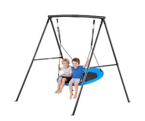 VEVOR Juego de Columpio Infantil Exterior, 180 x 184 x 181 cm, Set de Columpio de Jardín para Niños, Carga de 199,6 kg, con Asiento Nido, Altura Ajustable, Marco de Acero, para Terraza Patio, Negro