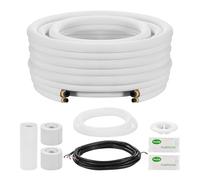 VEVOR Juego de Conducto Refrigerante de Cobre Largo de 15,24 m, Tubo de Cobre Aislado 6,4 mm 9,5 mm para Sistema de Mini-split de Aire Acondicionado, Tubo de Bobina Aislante de PE Espesor de 9,5 mm