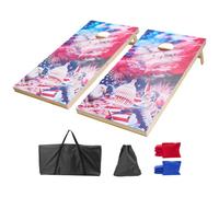 VEVOR Juego de Cornhole, Tablero de Lanzamiento Portátil de Madera Maciza, para Interiores y Exteriores, con 8 Bolsas de Frijoles y Estuche de Transporte, para Jardín, Patio, 1200 x 600 x 51 mm