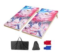 VEVOR Juego de Cornhole, Tablero de Lanzamiento Portátil de Madera Maciza, para Interiores y Exteriores, con 8 Bolsas de Frijoles y Estuche de Transporte, para Jardín, Patio, 1200 x 600 x 51 mm