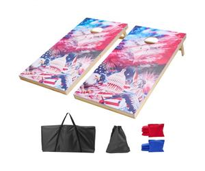VEVOR Juego de Cornhole, Tablero de Lanzamiento Portátil de Madera Maciza, para Interiores y Exteriores, con 8 Bolsas de Frijoles y Estuche de Transporte, para Jardín, Patio, 1200 x 600 x 51 mm