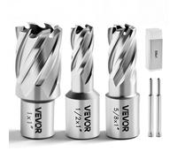 VEVOR Juego de Cortadores Anulares 5 Piezas, Juego de Brocas HSS M2AL de Vástago Weldon, Profundidad de Corte 25,4 mm, Diámetro 12,7-25,4 mm con 2 Pasadores Guía, 3 Cortadores para Taladro Magnético