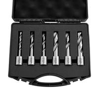 VEVOR Juego de Cortadores Anulares 6 Piezas, Juego de Brocas M2AL HSS de Vástago Weldon, Profundidad de Corte 50,8mm, Diámetro 6,35-14,28mm con 6 Cortadores, Estuche de Plástico para Taladro Magnético