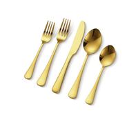 VEVOR Juego de Cubiertos de 60 Piezas, Acero Inoxidable de Grado Alimenticio para 12 Personas, con Acabado de Espejo, para la Cocina del Hogar, Incluye Cuchillo, Tenedor y Cuchara, Color Dorado