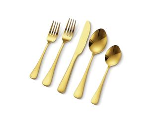 VEVOR Juego de Cubiertos Dorados de 100 Piezas, Acero Inoxidable de Grado Alimenticio para 20 Personas, con Acabado de Espejo, Vajilla Apta para Lavavajillas, Incluye Cuchillo, Tenedor y Cuchara