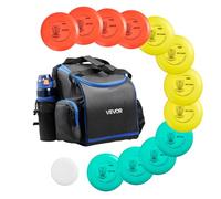 VEVOR Juego de Disco Golf 12 + 1 para Principiantes, con Putter, Driver de Gama Media, Mini Marcador y Mochila Portátil, Versátil, TPE, Ideal para Jardín, Césped, Playa y Parque al Aire Libre
