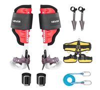 VEVOR Juego de Espuelas para Trepar Árboles, Escalada Ajustable en Altura, con Correas y Protectores de Espuelas, Carga 159 kg, Aluminio Duraderas, para Recolección de Fruta y Caza, Color Rojo