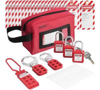 VEVOR Juego de Etiquetado de Bloqueo Eléctrico, 26 Piezas Kit de Seguridad con Candados, Cerrojos, Etiquetas, Bridas de Nailon y Bolsa de Transporte para Maquinaria Industrial, Energía Eléctrica