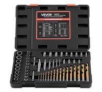 VEVOR Juego de Extractor de Tuercas y Tornillos Dañados 54 Piezas, con Brocas para Taladro, Adaptadores y Estuche de Almacenamiento, Acero 41xx, Herramientas para Sacar Pernos Rotos Oxidados Pintados