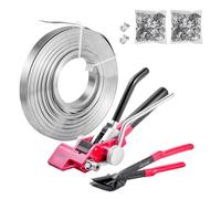 VEVOR Juego de Flejes Manuales Banda Acero 19 mm x 60 m, Kit de Herramientas de Flejado con 200 Sellos de Acero, Tensor, Cortador, para Embalaje de Palés Empaquetado Carga Pesada Logística Transporte