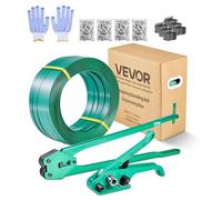 VEVOR Juego de Flejes Manuales Banda PET 15,9 mm x 457 m, Kit de Herramientas de Flejado con Tensor, Selladora, Guante, 450 Sellos de Metal, 150 Esquinas Protectoras, para Transporte Empaquetado Carga