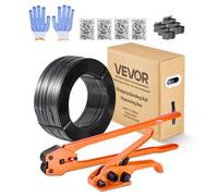 VEVOR Juego de Flejes Manuales Banda PET 15,9 mm x 610 m, Kit de Herramientas de Flejado con Tensor, Selladora, Guante, 600 Hebillas Metálicas, 200 Esquinas Protectoras, para Empaquetado Transporte