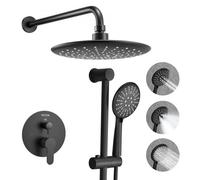 VEVOR Juego de Grifo de Pared 23 cm con Cabezal de Ducha Redondo Negro Mate