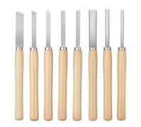 VEVOR Juego de Herramientas de Torneado para Madera (8 Piezas), Cinceles con Hoja de Acero al Carbono, 2 Puntas Sesgada, 1 Punta de Lanza, 1 Tronzado, 1 Punta Redonda, 3 Gubias, 1 Bolsa Oxford