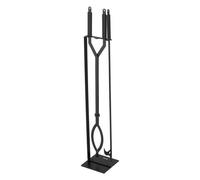 VEVOR Juego de Herramientas para Chimenea, 3 Piezas, con Soporte, Pinzas y Atizador, Hierro Forjado, para Fogatas en el Patio, Interior y Exterior, Color Negro, en Forma C, 1050 x 185 x 185 mm