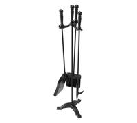 VEVOR Juego de Herramientas para Chimenea 4 en 1, con Soporte de 3 Puntas, Pala para Cenizas, Cepillo, Atizador y Accesorios de Hierro Forjado para Interior Exterior, Negro, 750 x 175 x 195 mm,