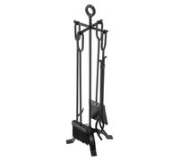 VEVOR Juego de Herramientas para Chimenea, 5 Piezas con Soporte de Puntas, Tenazas, Pala para Cenizas, Cepillo, Atizador, Accesorios de Hierro para Chimenea o Interior/Exterior, Negro