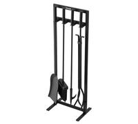 VEVOR Juego de Herramientas para Chimenea, 5 Piezas, Hierro Forjado y Acero al Carbono, con Soporte Cuadrado, Pinzas, Pala para Cenizas, Cepillo y Atizador, para Interior y Exterior, Color Negro