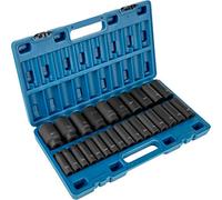 VEVOR Juego de llaves de impacto de 1/2 pulgada, 26 piezas de llaves de impacto, enchufe profundo, 6 puntos, juego de llaves de impacto métricas de 10 mm a 36 mm, construcción resistente Cr-V, con una