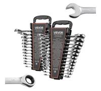 VEVOR Juego de Llaves de Trinquete 26 Unidades, Llaves Combinadas con Carraca, Métrica de 6-19 mm y SAE de 1/4 ''-7/8 '', con Organizador, para Bricolaje Hogar Reparaciones de Automóvil, Plateado