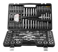 VEVOR Juego de Machos y Matrices 116 PCS Métrico M3-M18 Kit de Roscado y Roscado de Acero SAE Maletín de Transporte Herramientas para Roscado y Roscado Construcción Reparación de Automóviles Plomería
