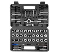 VEVOR Juego de Machos y Terrajas de Roscar 60 Piezas, Métrico M3 a M12 y SAE 4-1/2 pulgadas, Rosca Fina y Gruesa, Acero Recubierto de Titanio, Incluye Calibre, Llave, Estuche para Reparación de Roscas