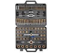 VEVOR Juego de Machos y Terrajas de Roscar 86 Piezas, SAE 4-5/8 pulgadas y Métrico M3 a M12, Rosca Gruesa y Fina, Acero Recubierto de Titanio, Incluye Llave, Calibre, Estuche para Reparación de Roscas