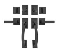 VEVOR Juego de manijas de puerta doble, palanca de puerta arqueada negra mate juego de manijas de puerta delantera doble con palanca de manija reversible juego de cerradura de puerta doble con chupete
