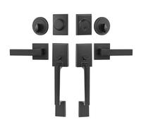 VEVOR Juego de manijas de puerta doble, palanca de puerta cuadrada negra mate juego de manijas de puerta delantera doble con palanca de manija reversible juego de cerradura de puerta doble con chupete