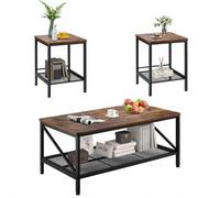 VEVOR Juego de Mesa de 3 Piezas Mesa 1050 x 600 x 460 mm con 2 Mesas Auxiliares