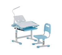 VEVOR Juego de Mesa y Silla de Estudio para Niños, Capacidad de Carga de 100 kg Ajuste de Altura del Escritorio de 53-71 cm con Lámpara de Mesa y Tablero Inclinado de 0-40° para Dormitorio, Azul