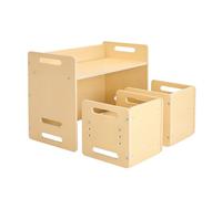 VEVOR Juego de Mesa y Silla Montessori para Destete Incluido Dos Sillas 290 x 298 x 298 mm y una Mesa de Actividades 665 x 360 x 520 mm para Leer, Dibujar, Comer y Jugar para Niños, Color Madera