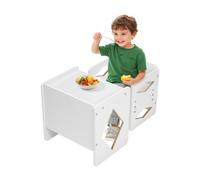VEVOR Juego de Mesa y Silla Montessori para Destete, Silla Montessori de Altura Ajustable y Mesa de Actividades 392 x 300 x 381 mm para Leer, Comer y Jugar para Niños de 1 a 5 Años, Color Blanco