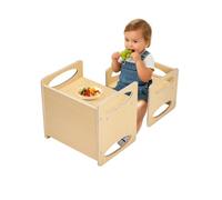 VEVOR Juego de Mesa y Silla Montessori para Destete, Silla Montessori de Altura Ajustable y Mesa de Actividades 380 x 300 x 362 mm para Leer, Comer y Jugar para Niños de 1 a 5 Años, Color Madera