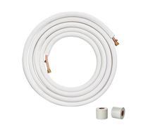 VEVOR Juego de mini líneas divididas de 25 pies, tubos de cobre diámetro exterior de 1/4" y 3/8" y aislamiento de triple capa, para mini aire acondicionado dividido, equipos HVAC con embalaje de tiras