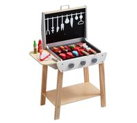 VEVOR Juego de Parrilla de Madera con Comida de Juguete y Herramientas para Asar Accesorio de Cocina de Madera para Jugar con Comida 21 PCS Juguete Parrilla Vertical para Niños de 3 Años en Adelante