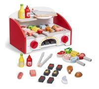 VEVOR Juego de Parrilla de Madera para Niños con Fuego de Carbón Realista, (26 Piezas), Juguetes Interactivos para Interior y Exterior para Niños y Niñas de 3 Años en Adelante, 29 x 21 x 19,5 cm