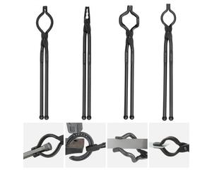 VEVOR Juego de Pinzas de Herrero de Acero al Carbono 4 PCS Pinzas de Forja 46 cm en Forma de V, Boca de Lobo, Forma de ZV, Alicates de Agarre Mango Largo Operación Segura Equipo Básico para Herrero